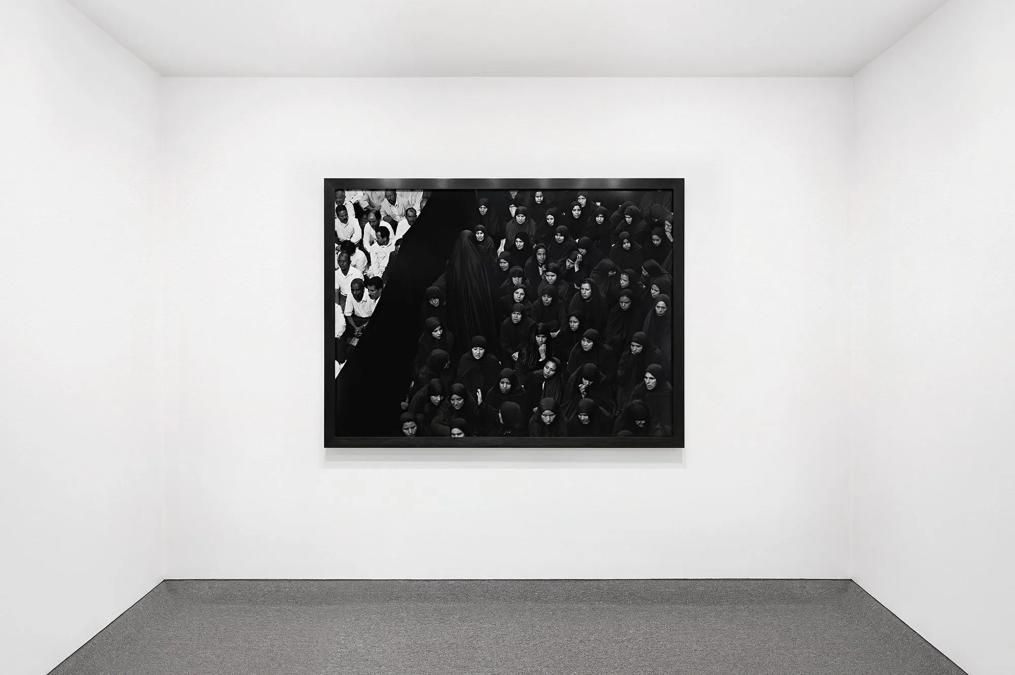 Installation view of One Wall, One Work: Shirin Neshat at Krakow Witkin Gallery, Boston