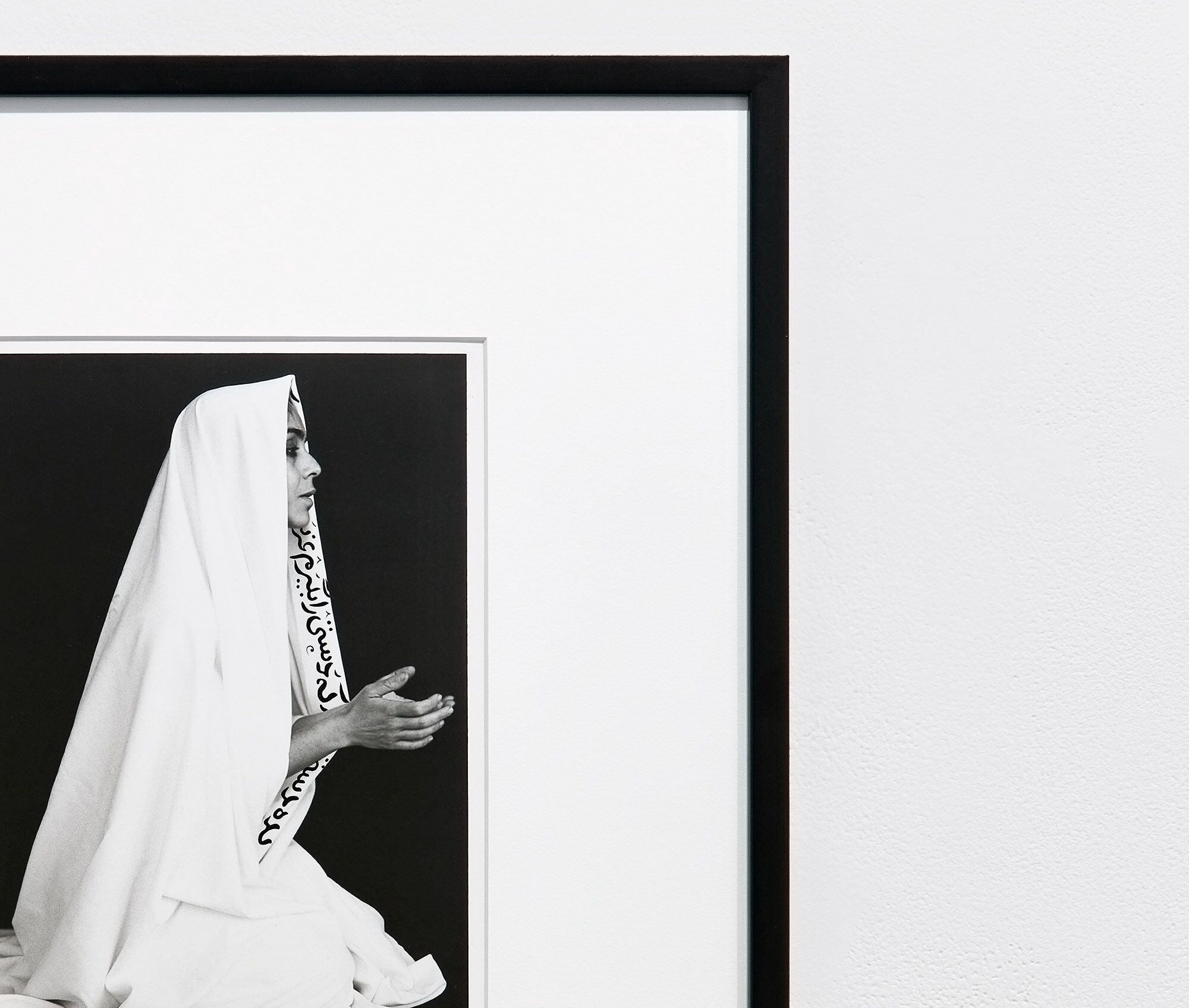 Installation view of One Wall, One Work: Shirin Neshat at Krakow Witkin Gallery, Boston
