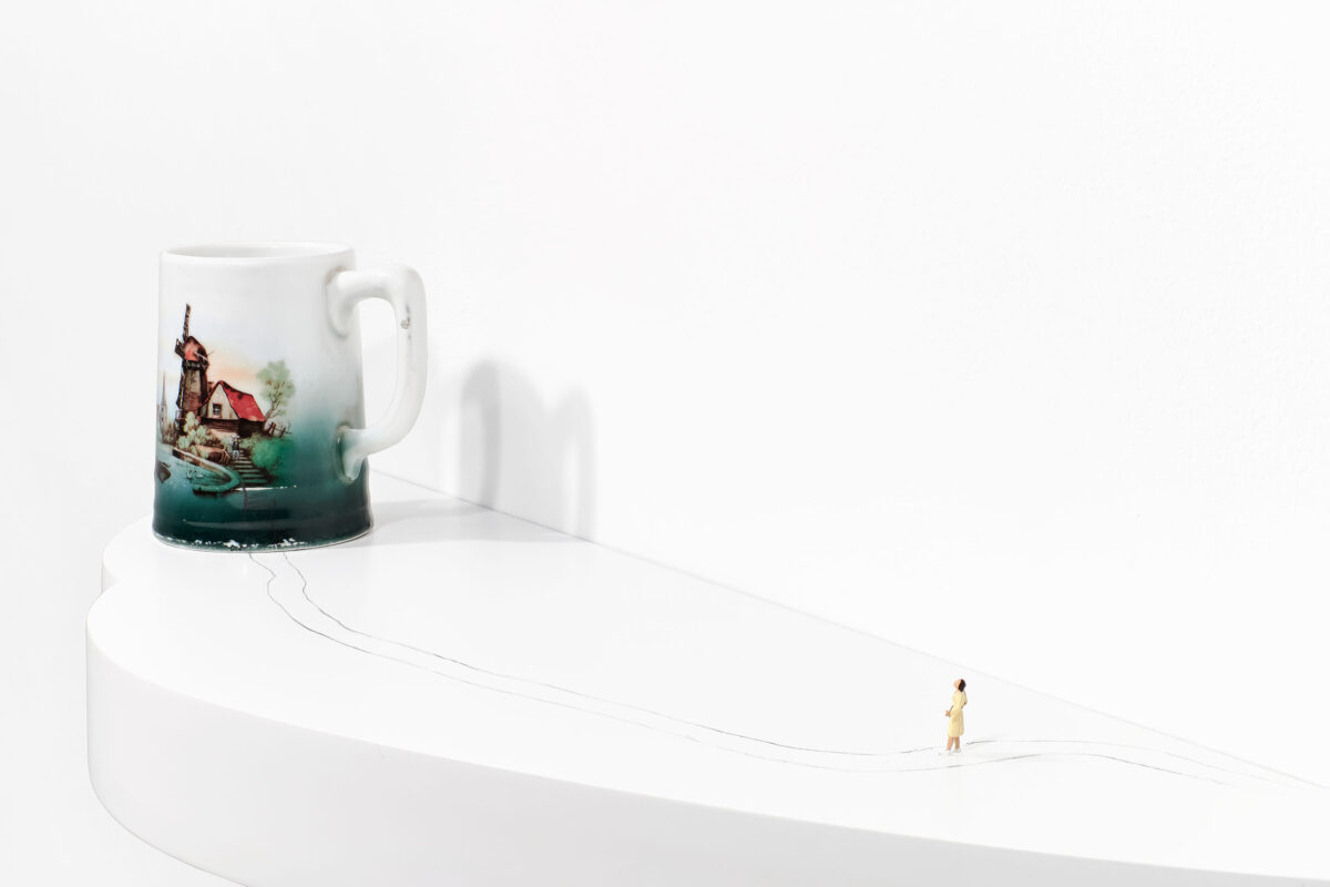 “To Go Back, Woman in White” an original assemblage by Liliana Porter