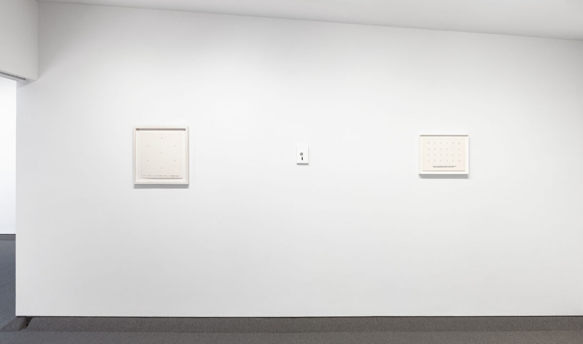 Installation view of "Liliana Porter and Douglas Huebler" at Krakow Witkin Gallery.