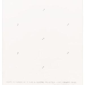 “Points of Corners of 5" Cube in Isometric Projection (D//F: Forward Edge)” an original drawing by Douglas Huebler