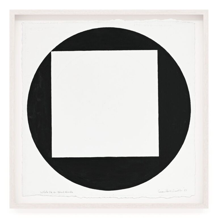 "White Square on Black Circle" an original drawing by Leon Polk Smith