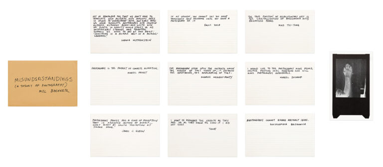Misunderstandings (A theory of photography) by Mel Bochner, a 1970 set of prints at Krakow Witkin Gallery, Boston