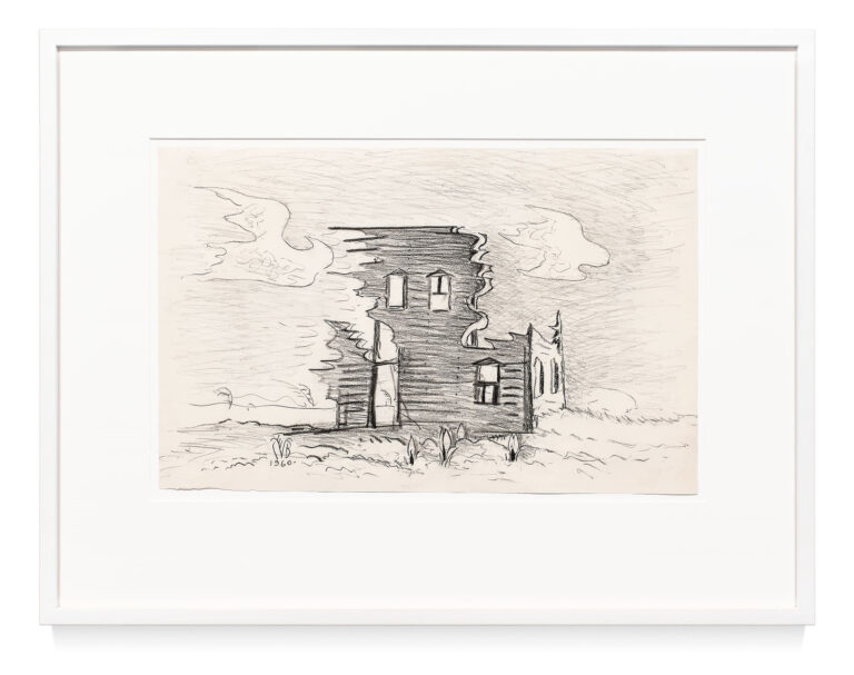 House Fragment in May by Charles Burchfield, a 1960 drawing at Krakow Witkin Gallery, Boston