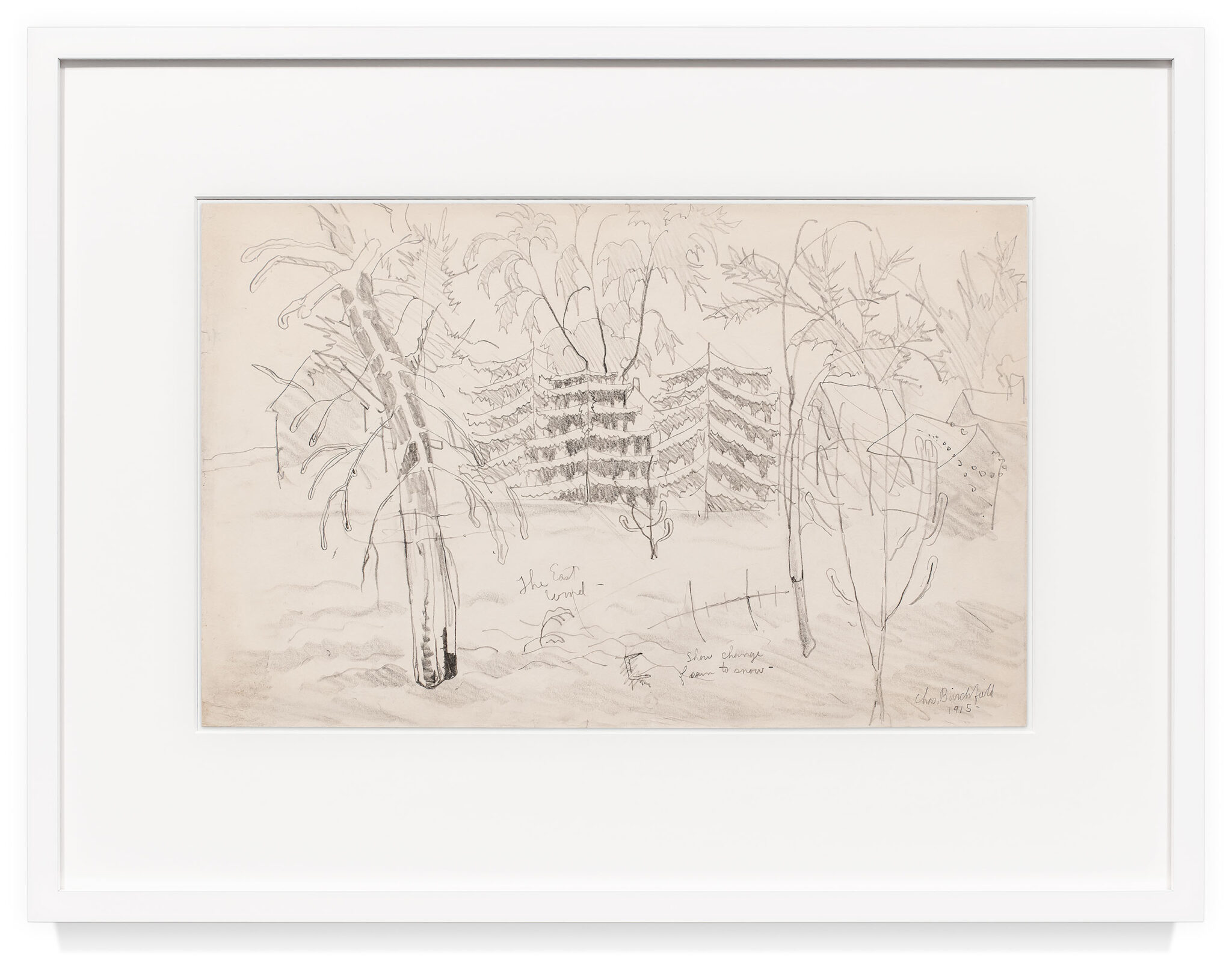 Ice Storm by Charles Burchfield, a 1915 drawing at Krakow Witkin Gallery, Boston