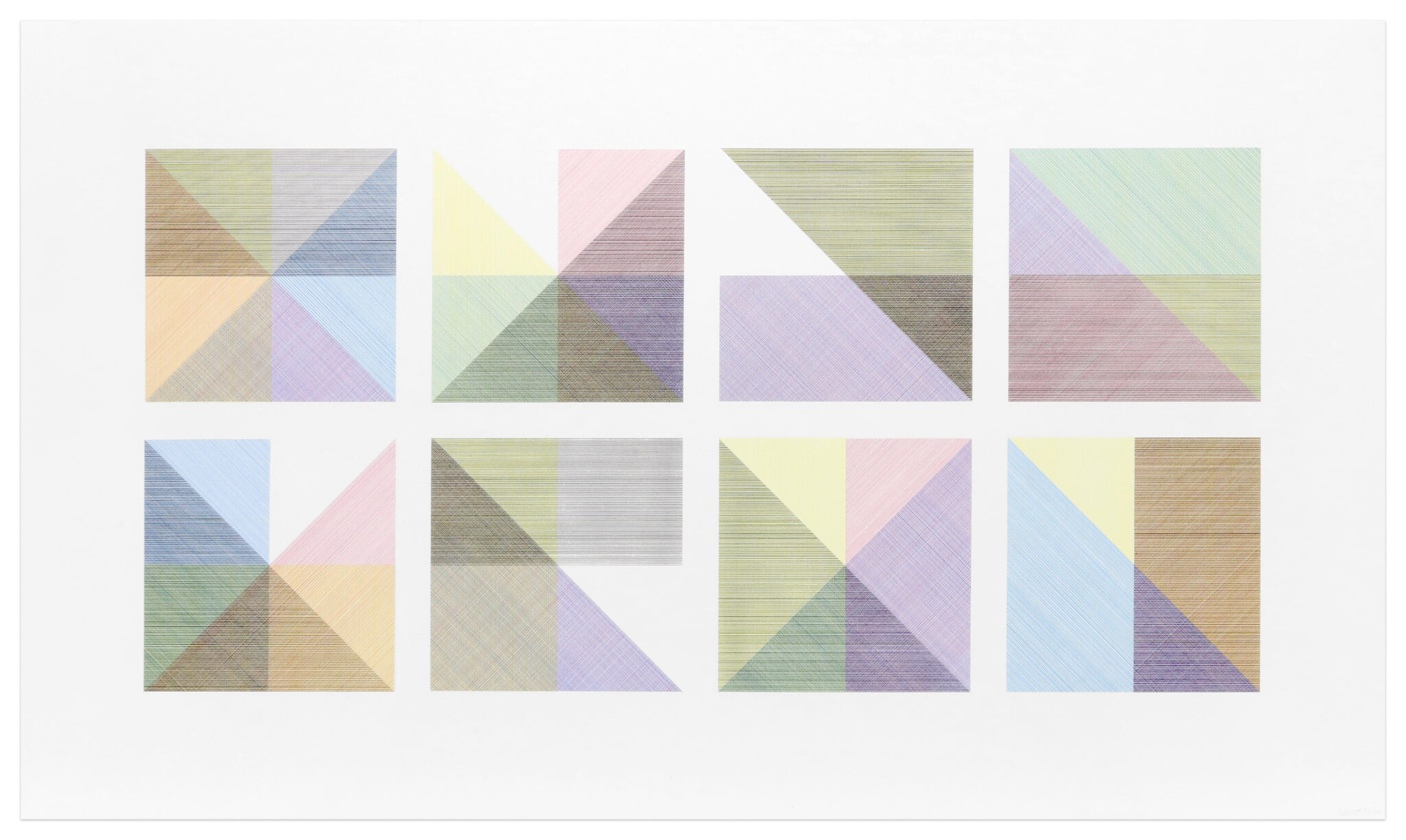 Eight Squares With a Different Color in Each Half Square (Divided Vertically and Horizontally) Composite by Sol LeWitt , a 1980 Print at Krakow Witkin Gallery, Boston