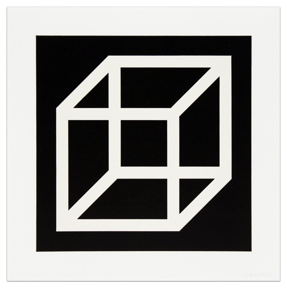 Open Cube in White on Black by Sol LeWitt, a 2004 Print at Krakow Witkin Gallery, Boston