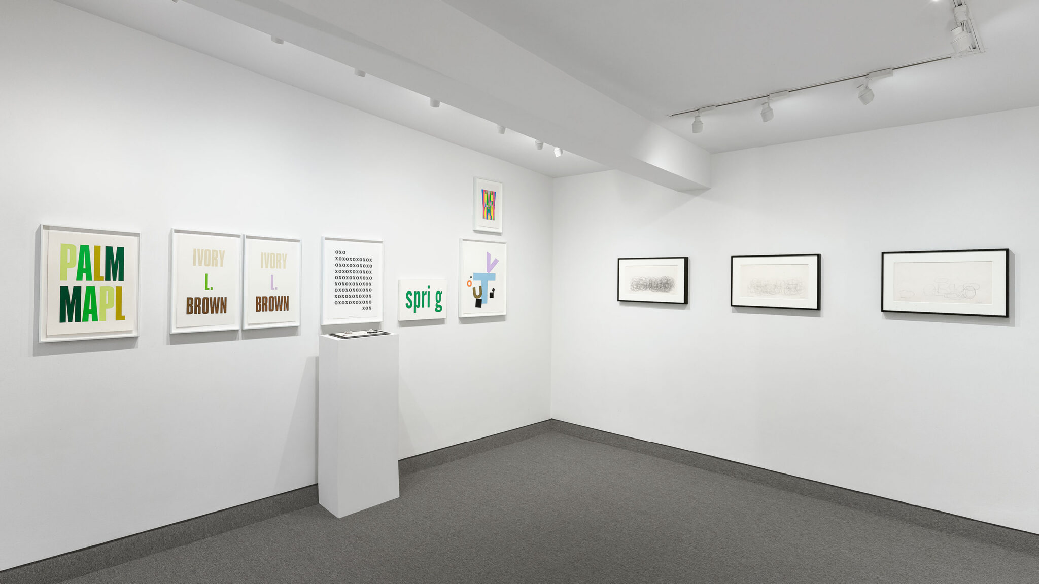 Exhibition view of John Cage and Kay Rosen at Krakow Witkin Gallery