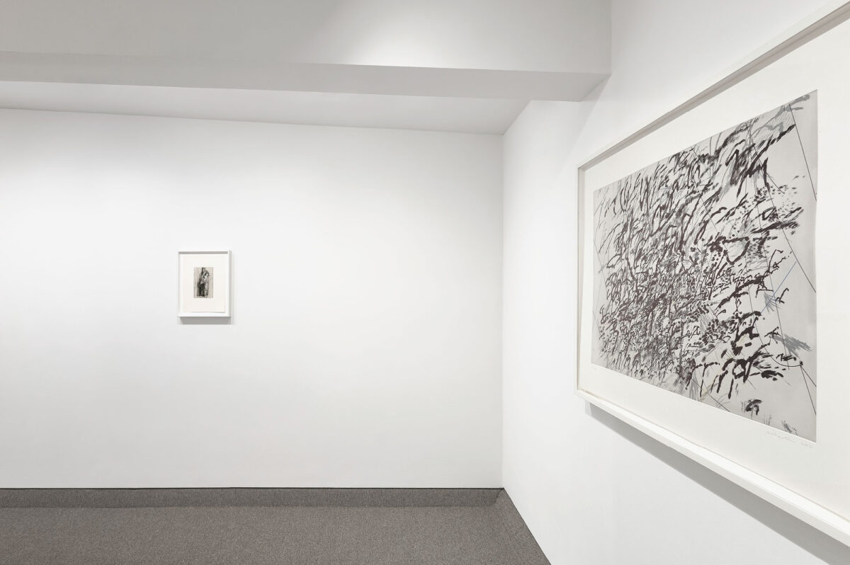 Installation view of Julie Mehretu, Sarah Sze, and Jacques Villon at Krakow Witkin Gallery, Boston