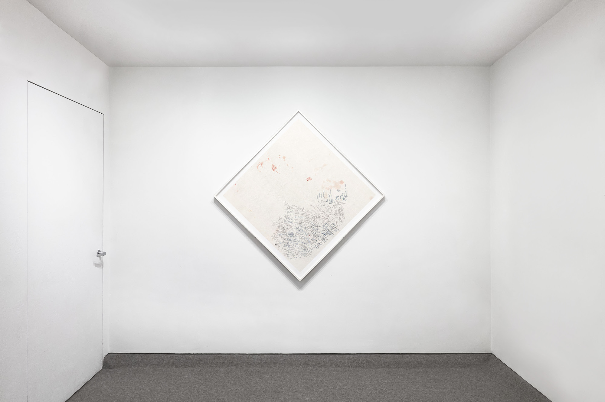 Installation view of One Wall, One Work: Joseph Grigely at Krakow Witkin Gallery