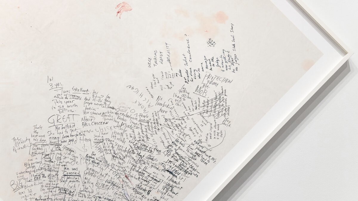 Installation view of One Wall, One Work: Joseph Grigely at Krakow Witkin Gallery