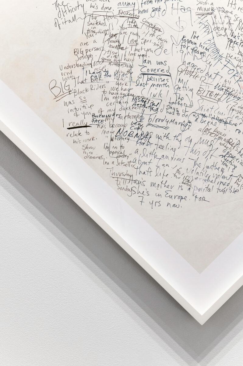 Installation view of One Wall, One Work: Joseph Grigely at Krakow Witkin Gallery