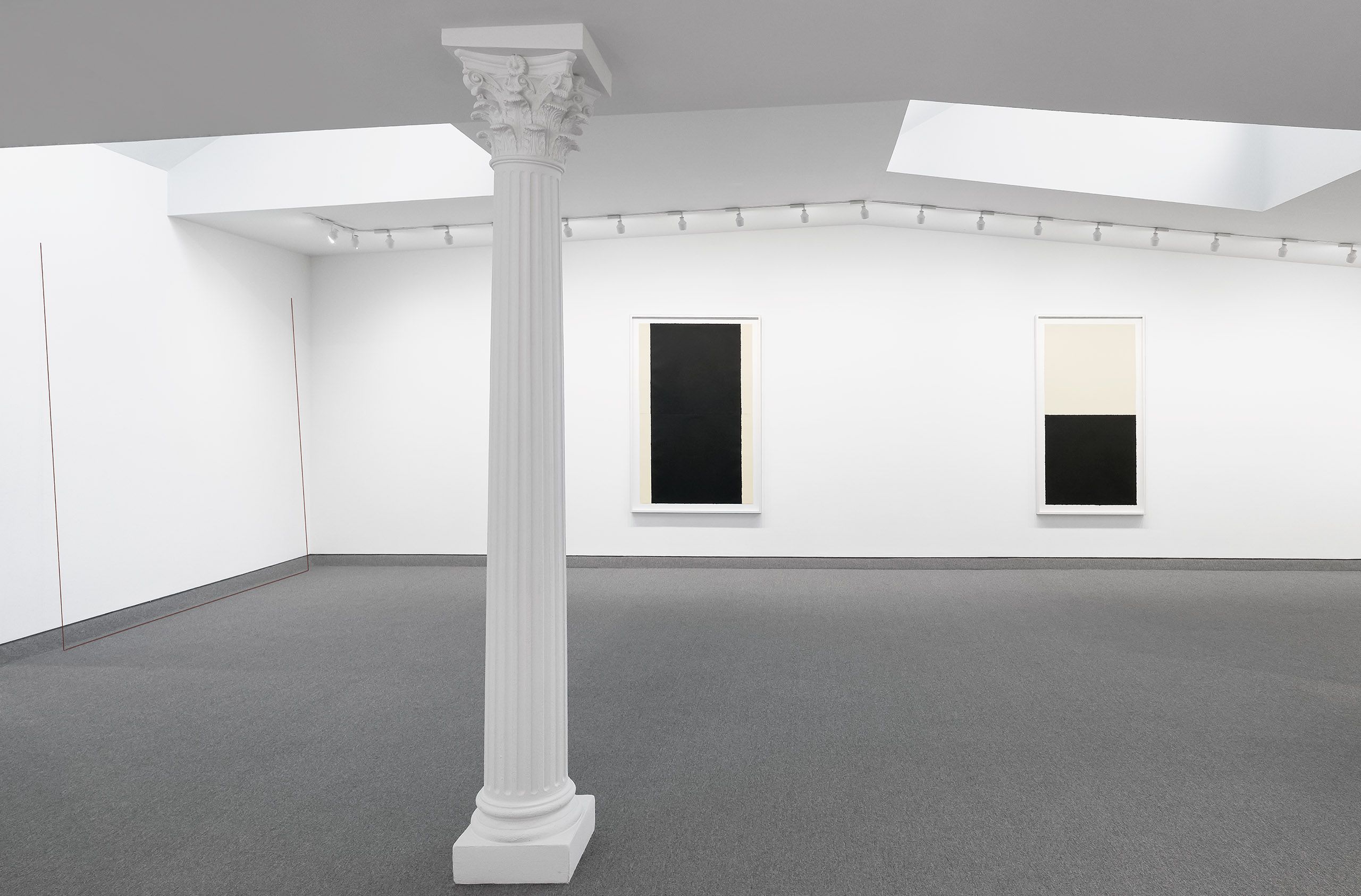 Installation view of Richard Serra and Fred Sandback at Krakow Witkin Gallery, Boston.