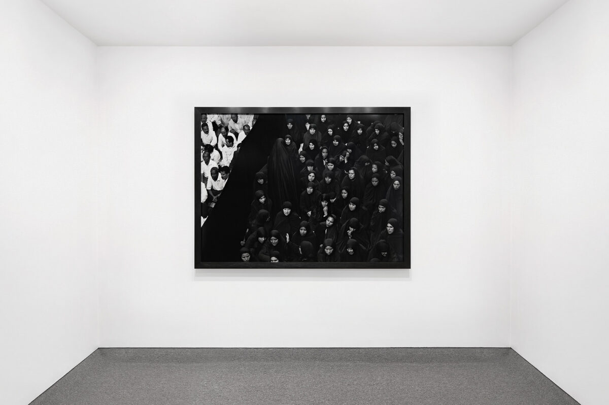 Installation view of One Wall, One Work: Shirin Neshat at Krakow Witkin Gallery, Boston