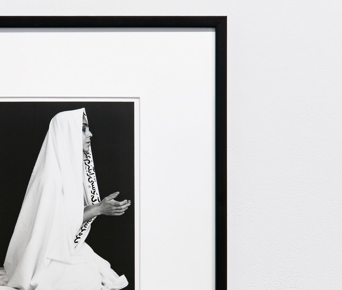 Installation view of One Wall, One Work: Shirin Neshat at Krakow Witkin Gallery, Boston