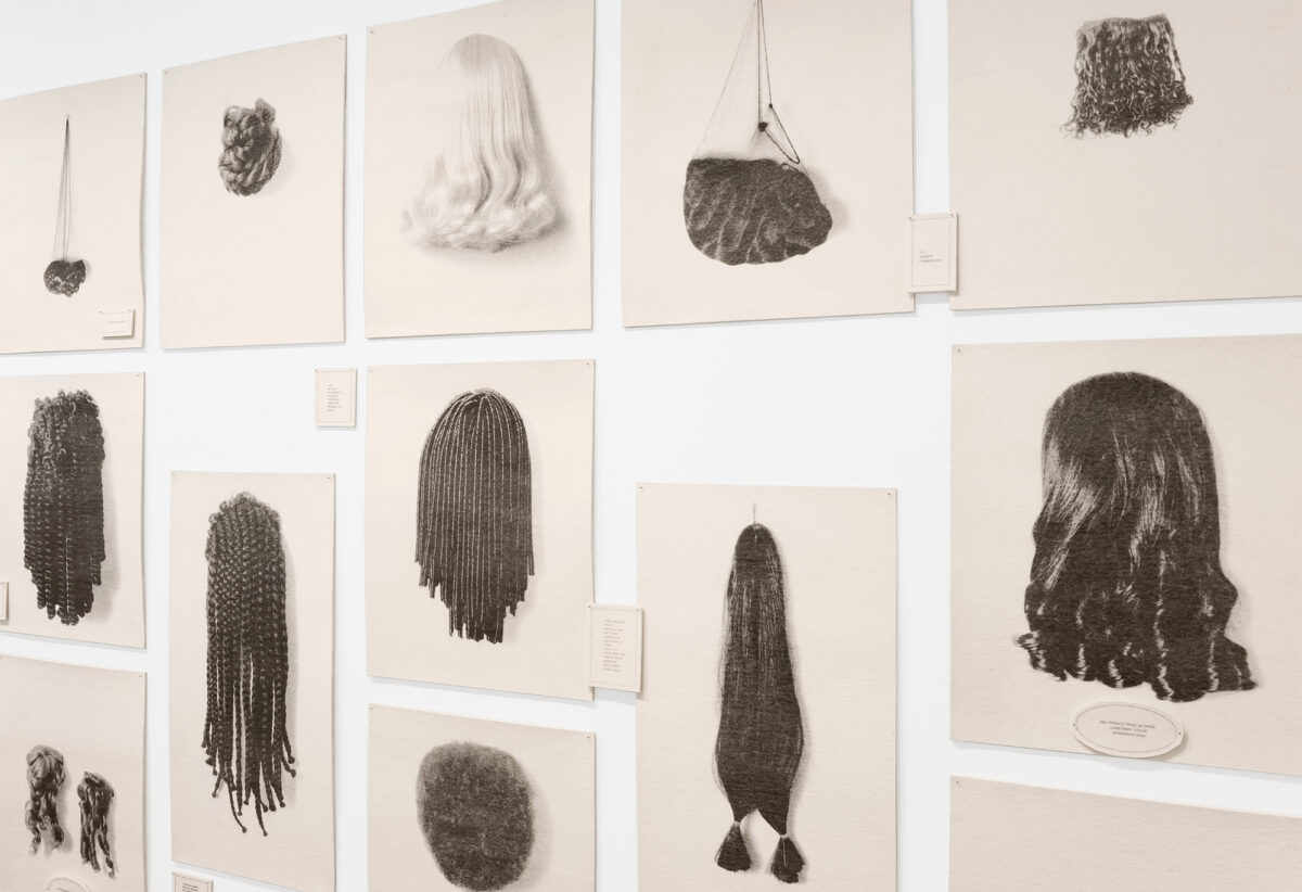 Installation view of Lorna Simpson at Krakow Witkin Gallery, Boston