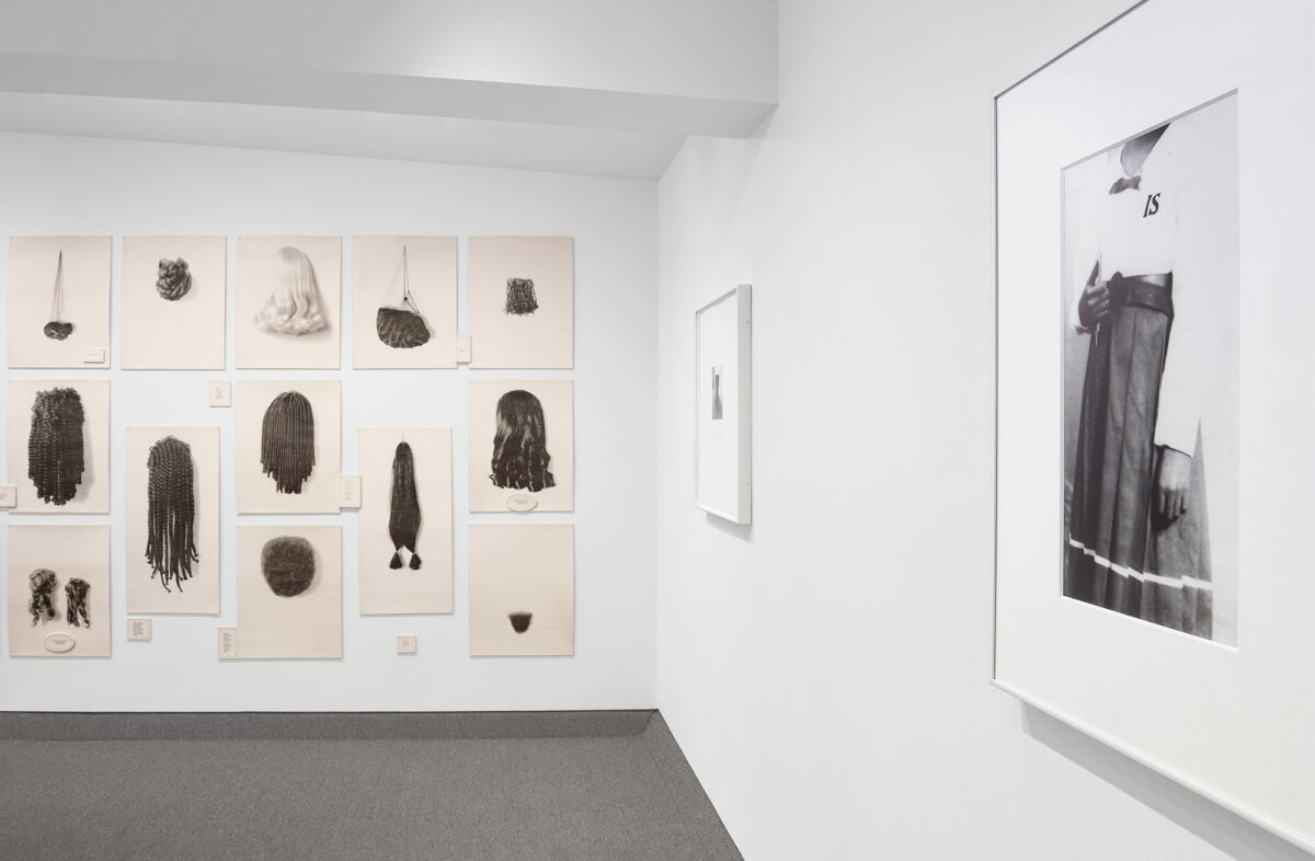 Installation view of Lorna Simpson at Krakow Witkin Gallery, Boston