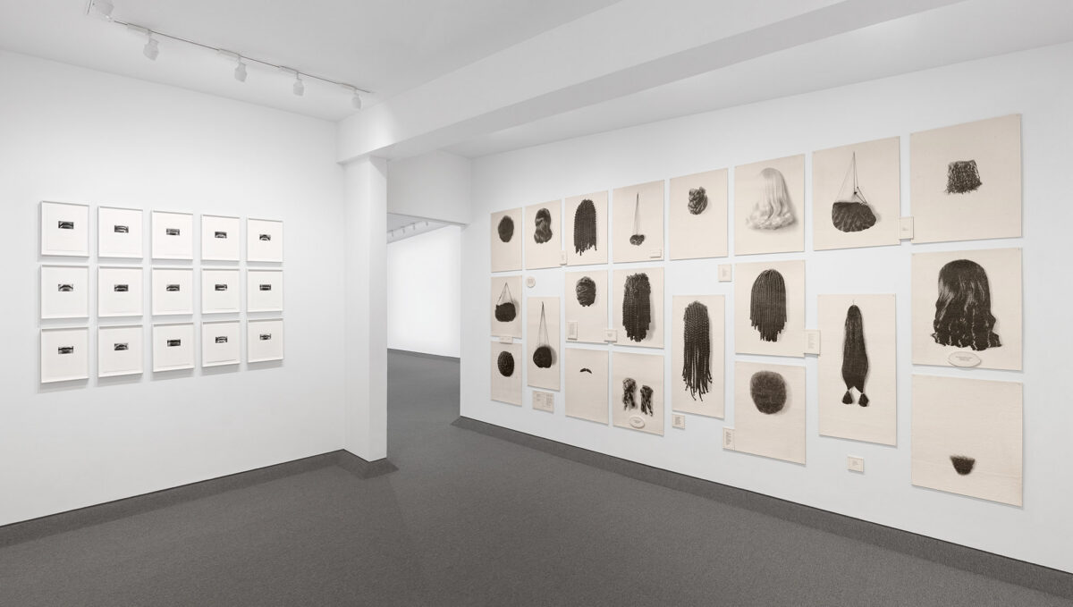 Installation view of Lorna Simpson at Krakow Witkin Gallery, Boston
