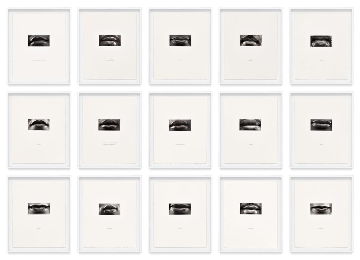 15 Mouths by Lorna Simpson, a 2002 set of 15 prints at Krakow Witkin Gallery, Boston