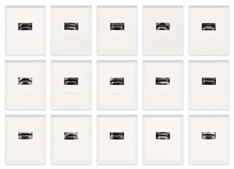 15 Mouths by Lorna Simpson, a 2002 set of 15 prints at Krakow Witkin Gallery, Boston