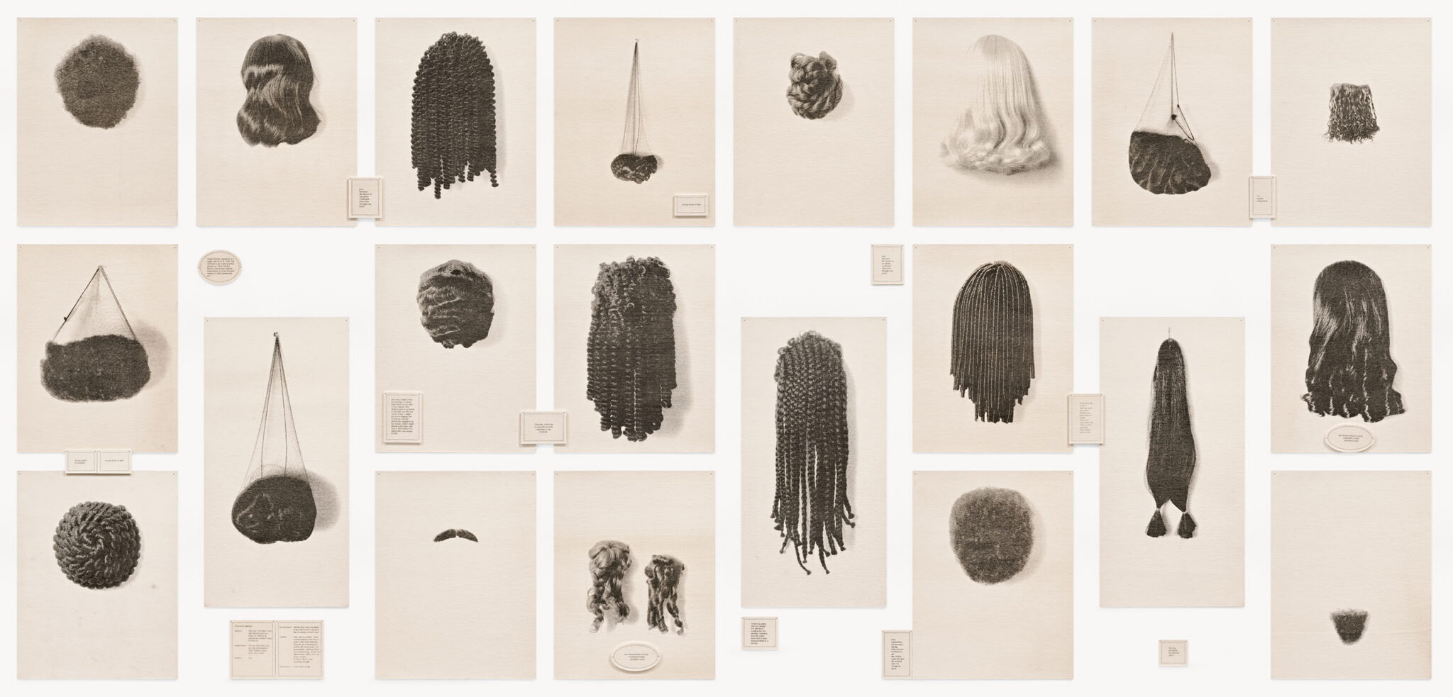 Wigs by Lorna Simpson, a 1994 print installation at Krakow Witkin Gallery, Boston