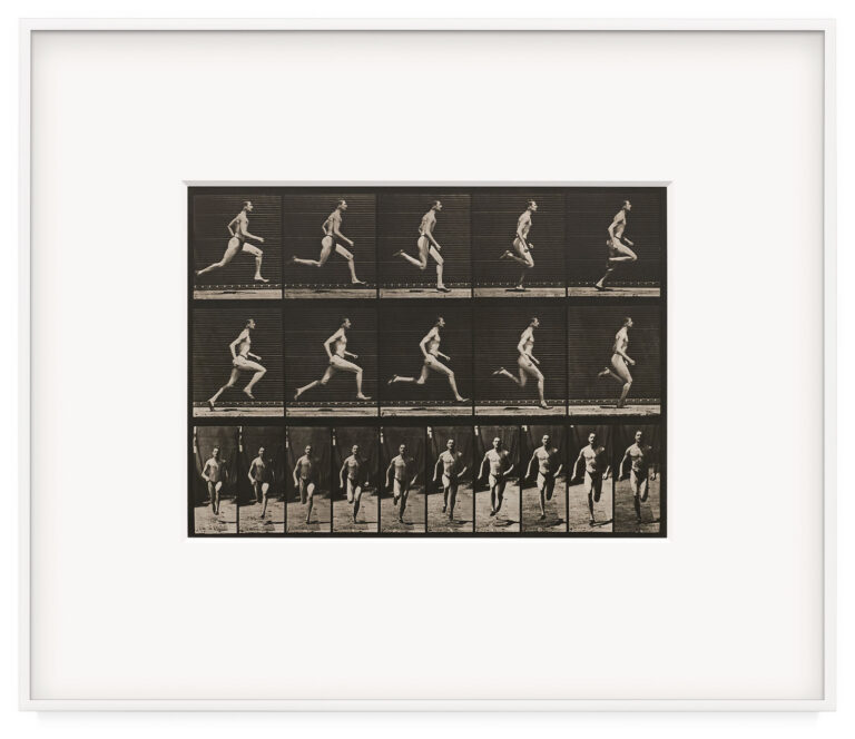 Human and Animal Locomotion, Plate 60. Runnng at a half-mile gait (shoes) by Eadweard Muybridge, a 1887 Photograph at Krakow Witkin Gallery, Boston