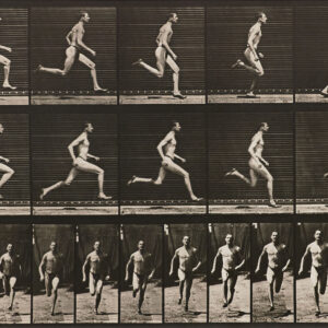 Human and Animal Locomotion, Plate 60. Runnng at a half-mile gait (shoes) by Eadweard Muybridge, a 1887 Photograph at Krakow Witkin Gallery, Boston